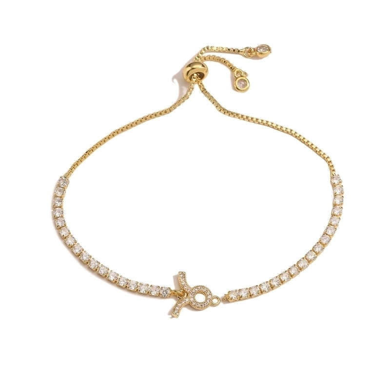 Copper 18K Gold Plated Casual Minimalist Classic Style Plating Inlay Constellation Zircon Drawstring Bracelets