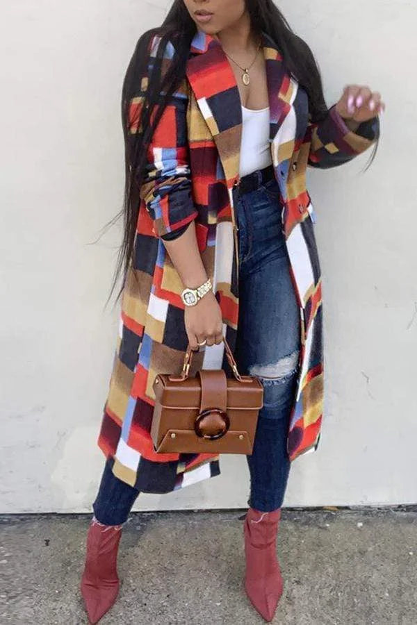 Trendy Patchwork Trench Coats