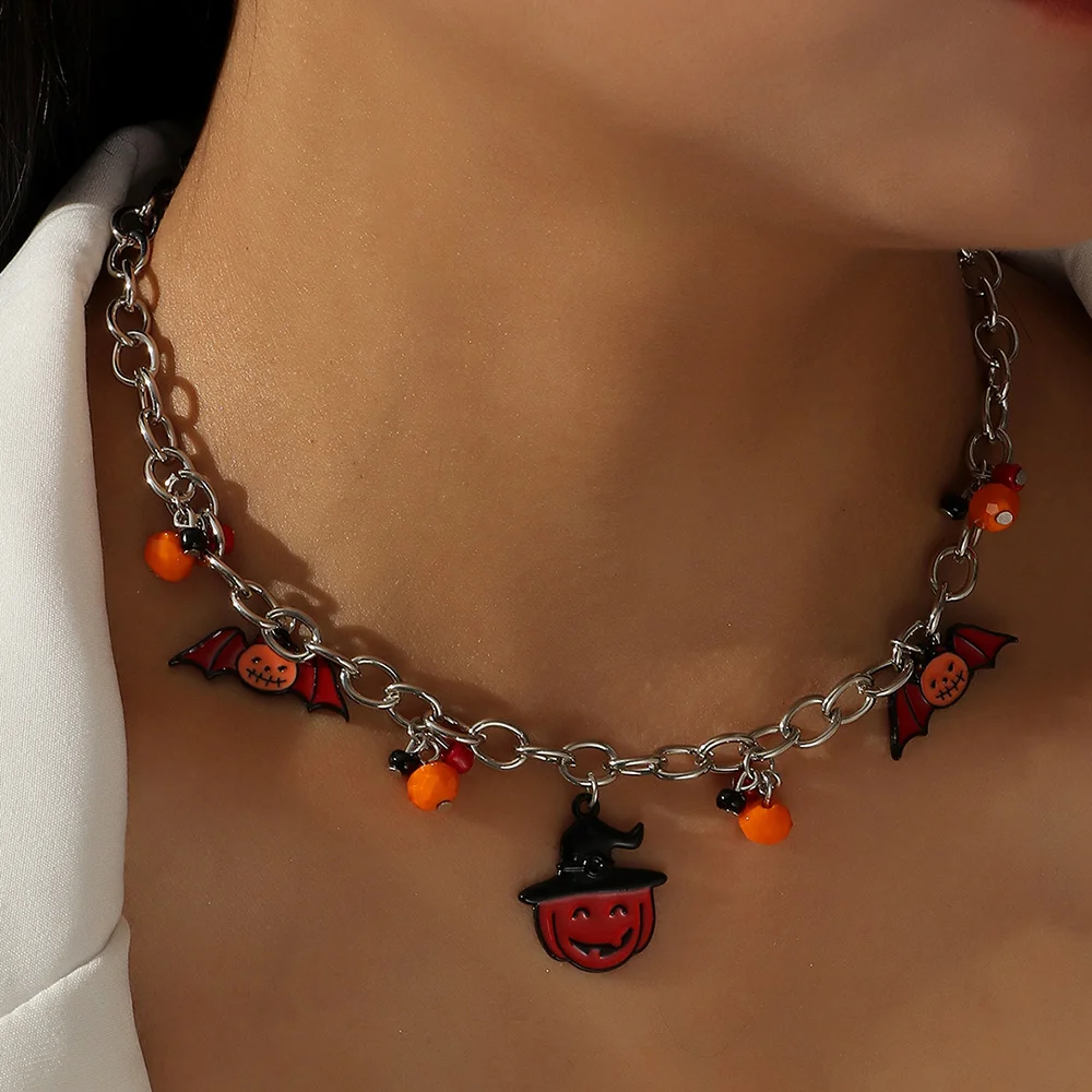 Simple Necklace Lip Pumpkin Halloween Necklace Bracelet
