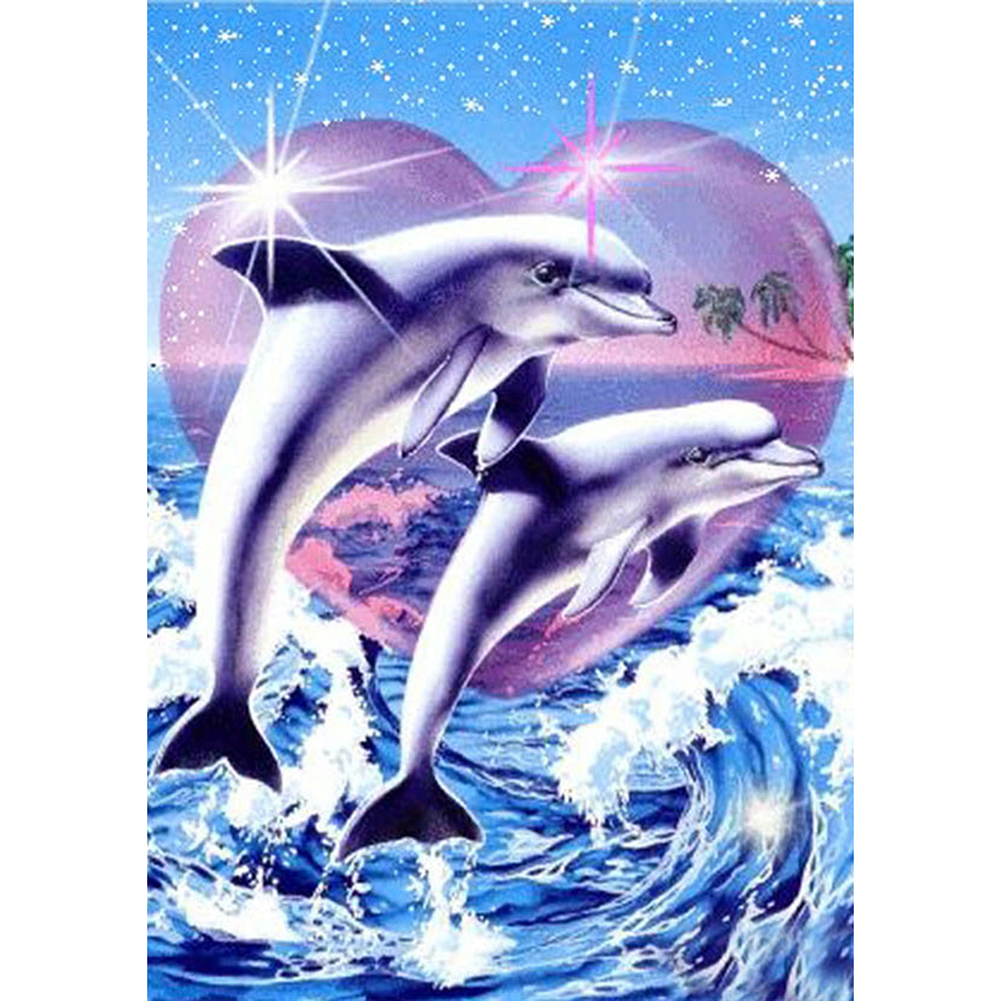 Алмазная мозаика два дельфина