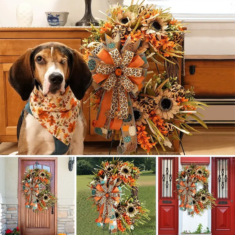 Leopard Sunflower Wreath-Rustic Grapevine Home Decor