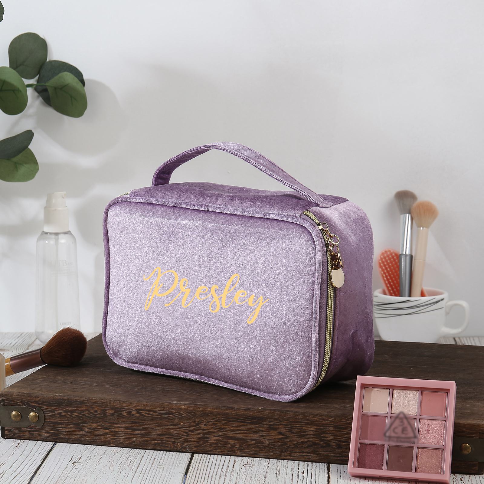 Trousse De Maquillage 1 Prénom Personnalisé Sac De Maquillage À Capacité Élevée Pour Femmes