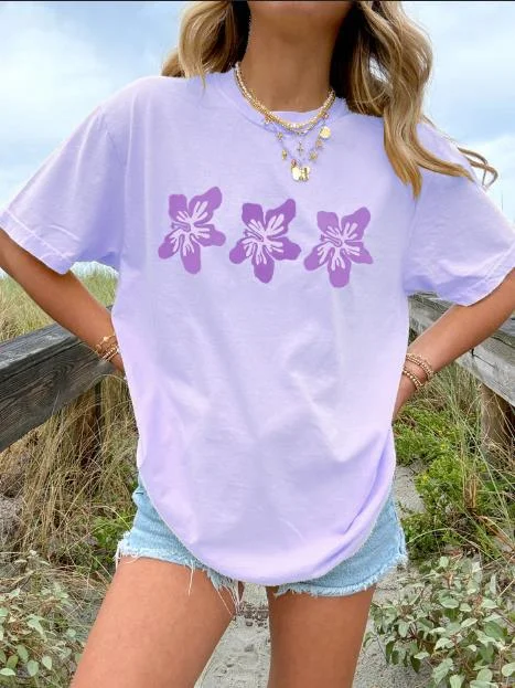 Athvotar Athvotar Print A Wide-Cut Short-Sleeved Women's T-Shirt Large Version Of Casual T-Shirt Top