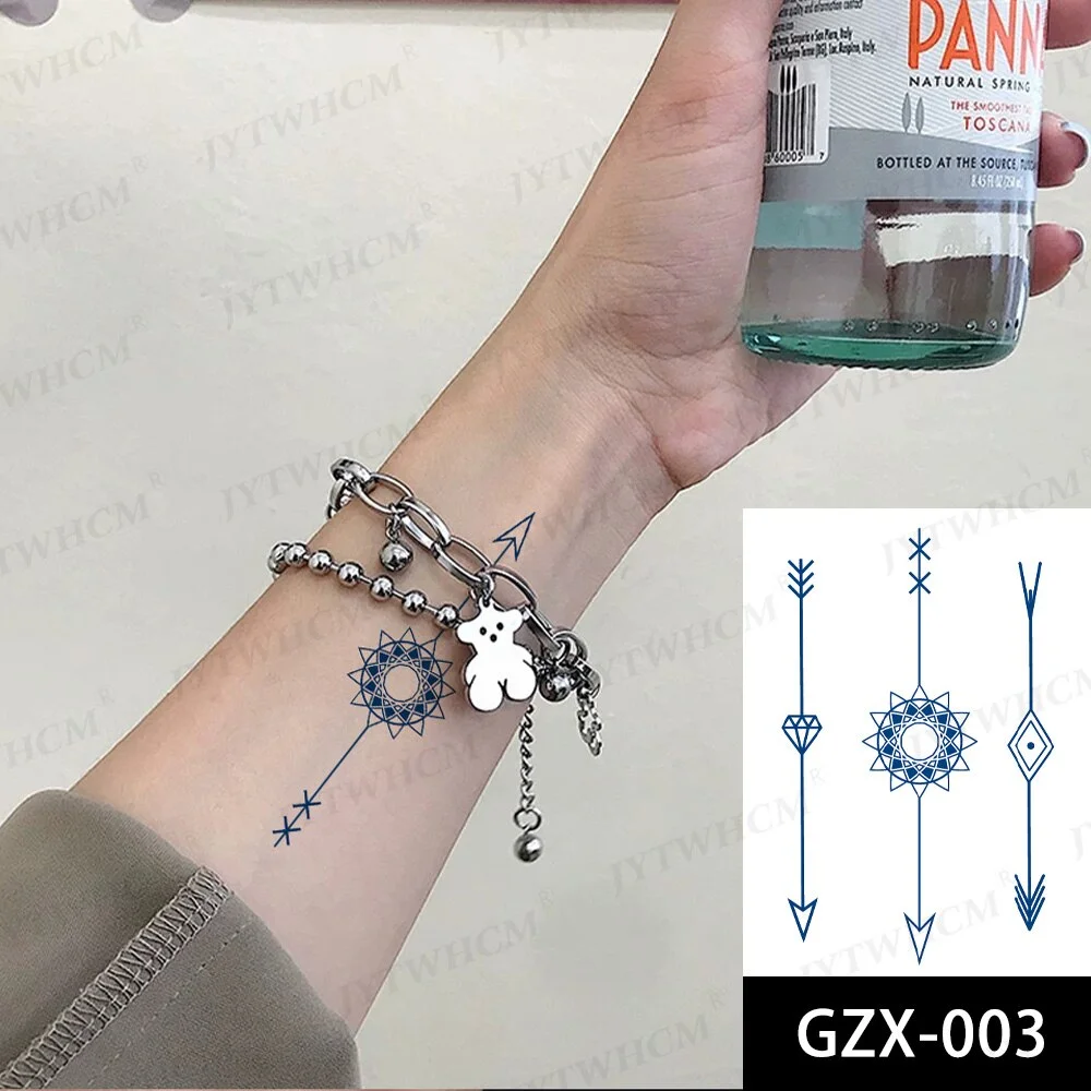 Sdrawing Stickers Semi-permanent Plant Lasting Tattoo Blue Henna Lace Flower Arm Non-reflective Herbal Juice Tattoo Waterproof