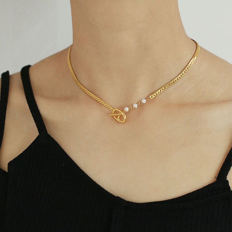 Fashion Brass Freshwater Pearl  Necklace