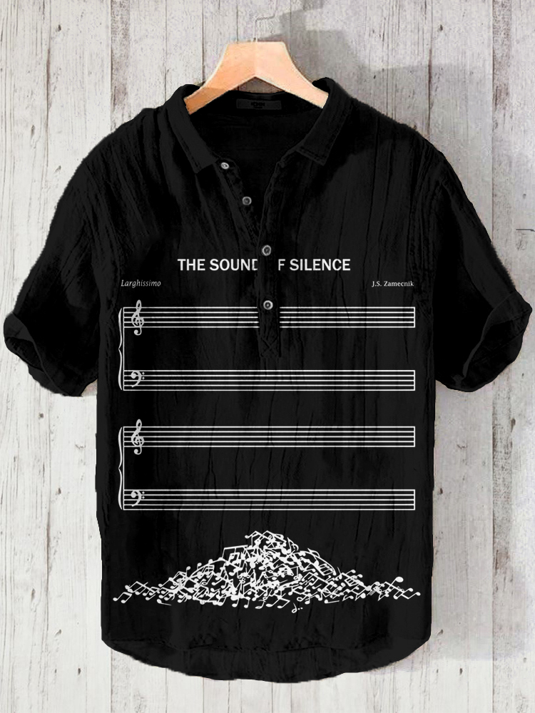 Comstylish The Sound Of Silence Funny Sheet Music Linen Blend Shirt