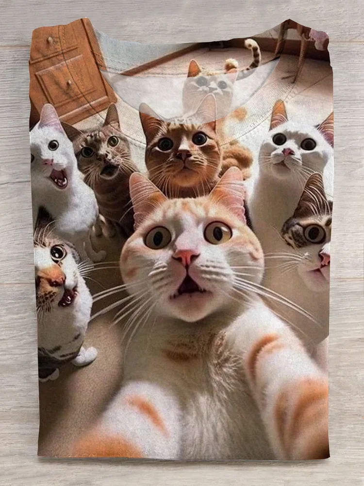 Funny Cat Art Print T-shirt