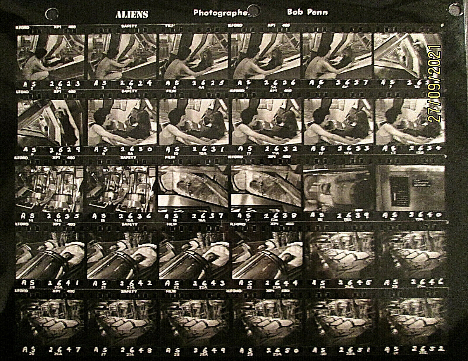 SIGOURNEY WEAVER AS RIPLEY (ALIENS) ORIG, 1986 RARE CONTACT SHEET Photo Poster painting *