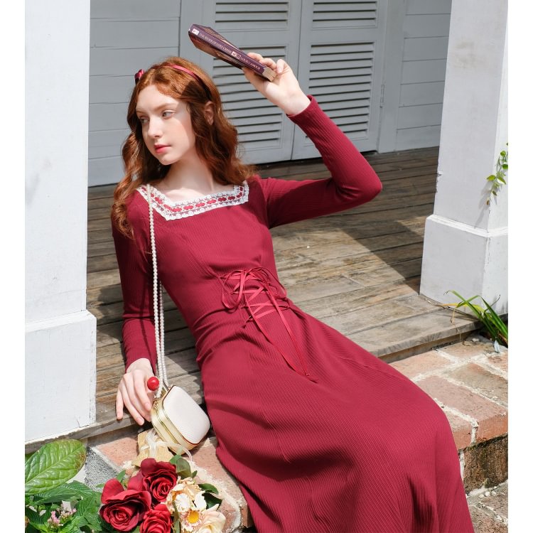Fairy Tales Aesthetic Retro Style Red Dress QueenFunky