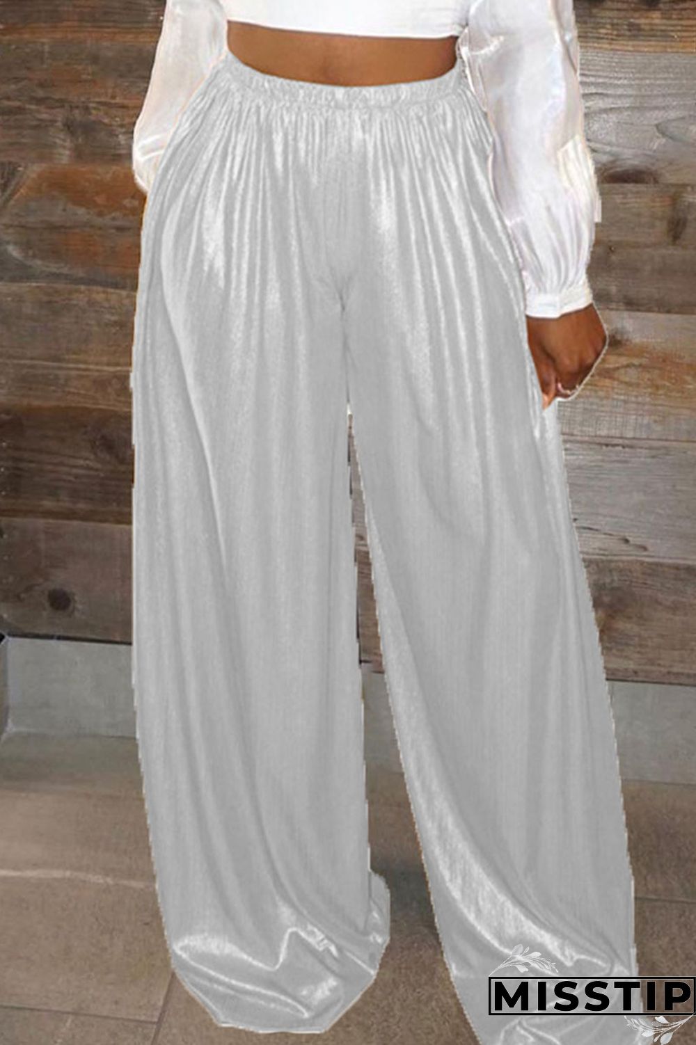 Champagne Casual Solid Patchwork High Waist Straight Solid Color Bottoms