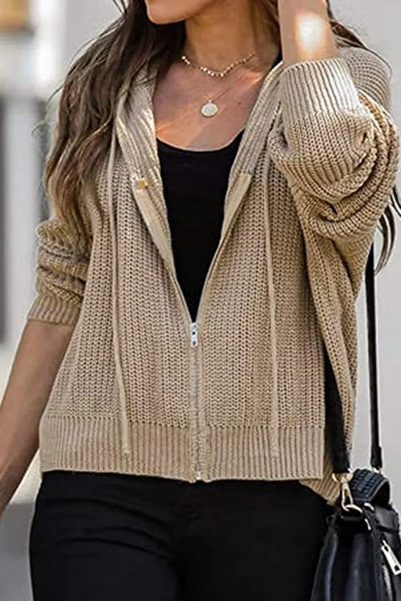 Zipper Casual Sweater Hooded Coat