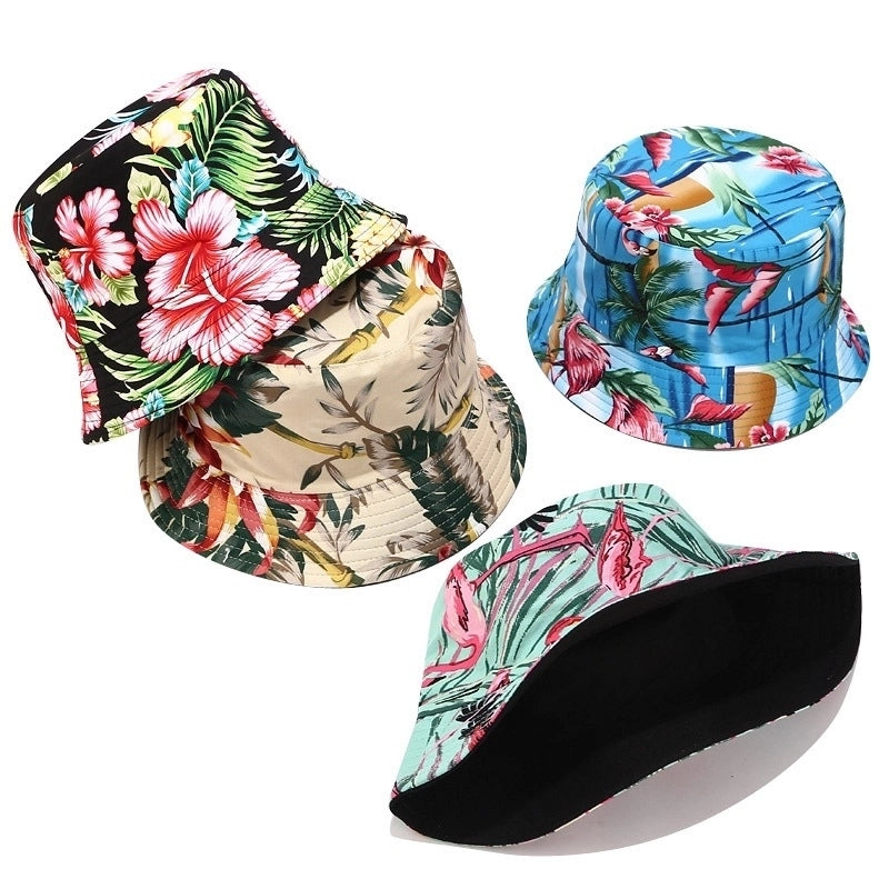 Women's Minimalist Flower Printing Flat Eaves Bucket Hat
