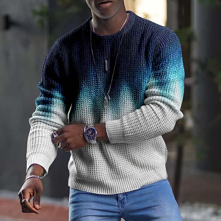 Long Sleeve Printed Round Neck Men's T-shirt
