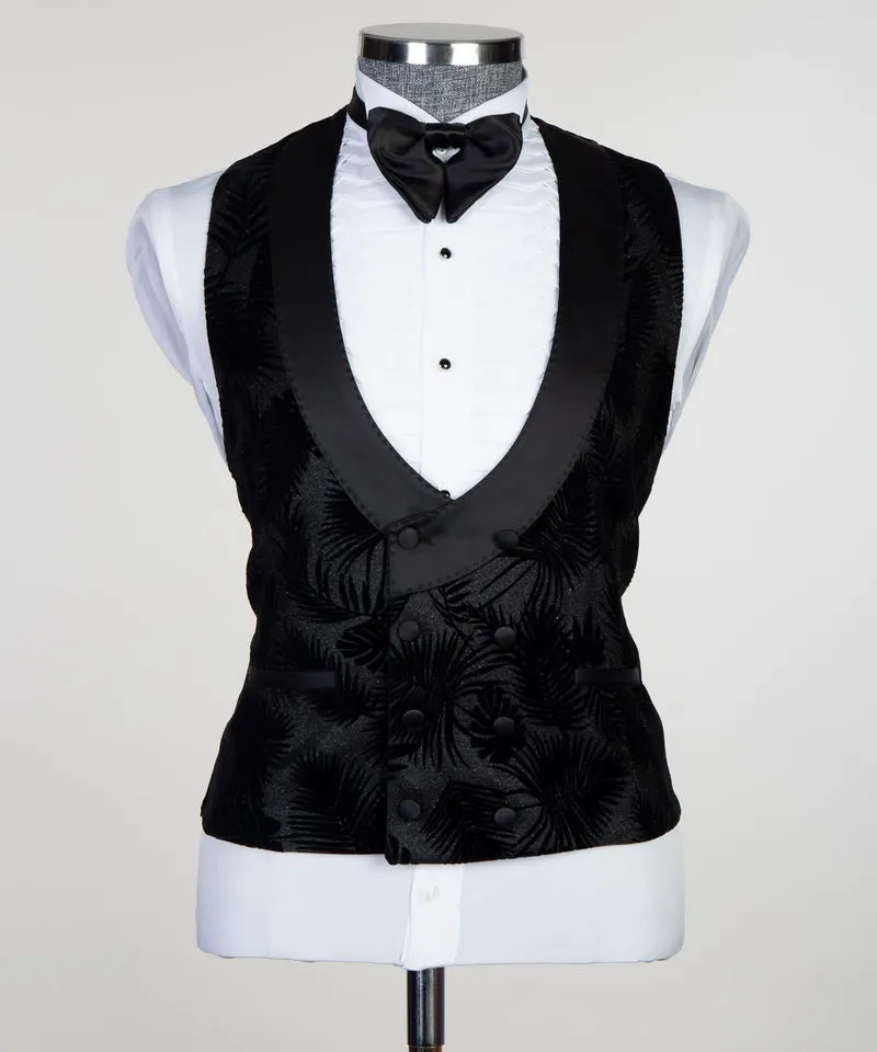 New Arrival Leopold Black Peaked Lapel Slim Fit Men Suits