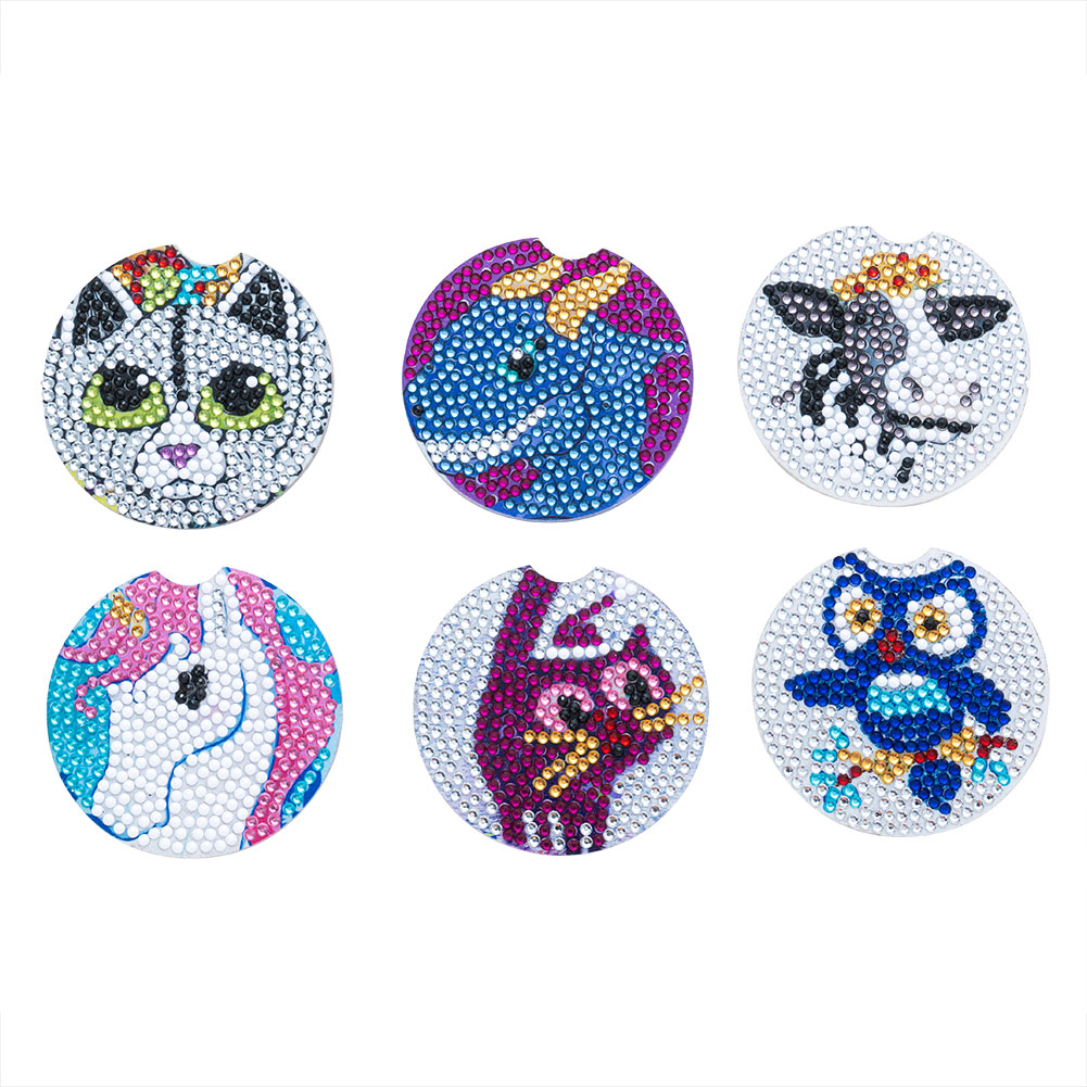 

A Set(6pcs) Cartoon Animals Wooden Coaster - 5D DIY Craft Fashion Accessories, 501 Original