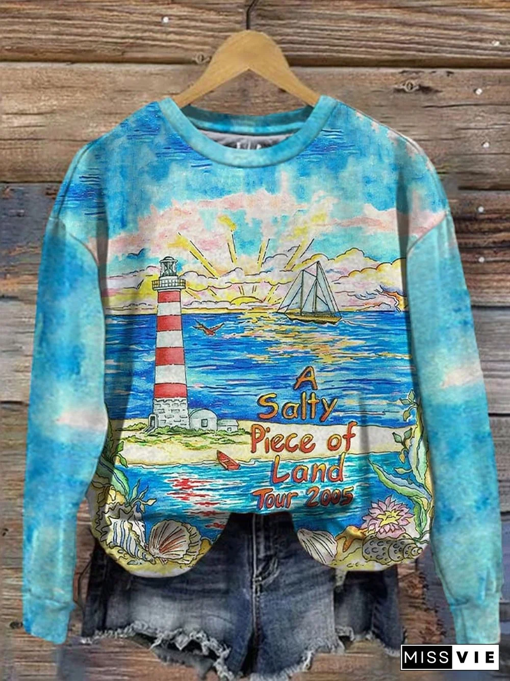 Women's retro beach commemorative casual sweatshirt