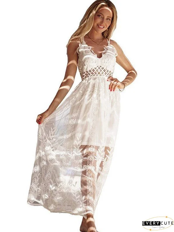 Open Back Lace Maxi Dress