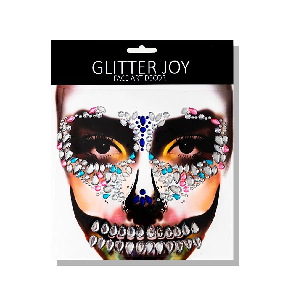 New Arrival 1Pc Halloween Dressing Party Face Gem Sticker Skull Makeup Inspired Party Body Paint Decor For Carnival Holiday Gift
