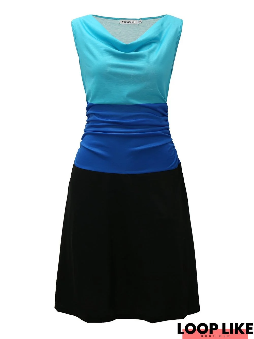 Cotton-Blend Sleeveless Casual Color-Block Knitting Dress