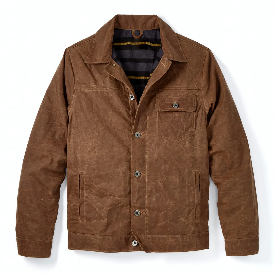 Flannel-lined Waxed Trucker Jacket / [viawink] /