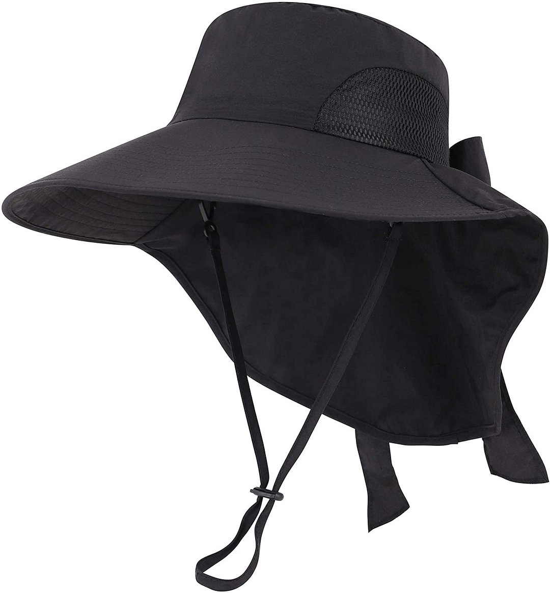Womens Foldable Flap UPF 50+ UV Protective Bucket Sun Hat w/Neck Cord