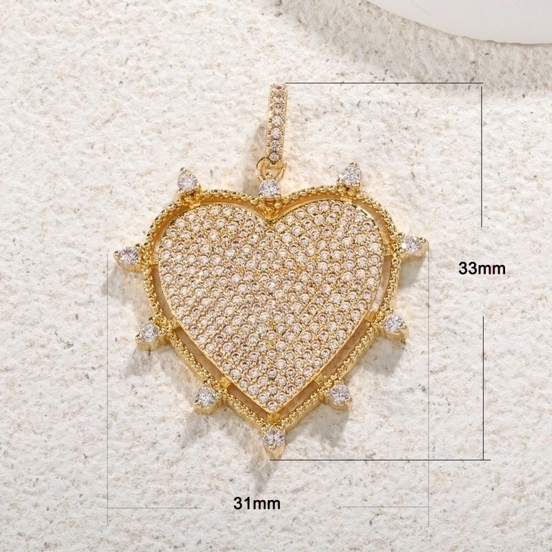 1 Piece Copper Zircon Gold Plated Inlay Pendant
