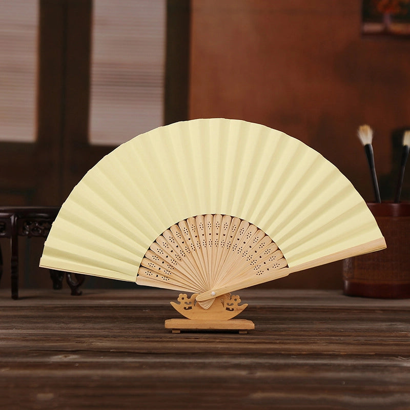 7-inch White Paper Fan Blank Folding Colorful Children’s Drawing Fan Diy Handmade Coloring Plain Surface Office Bamboo Crafts