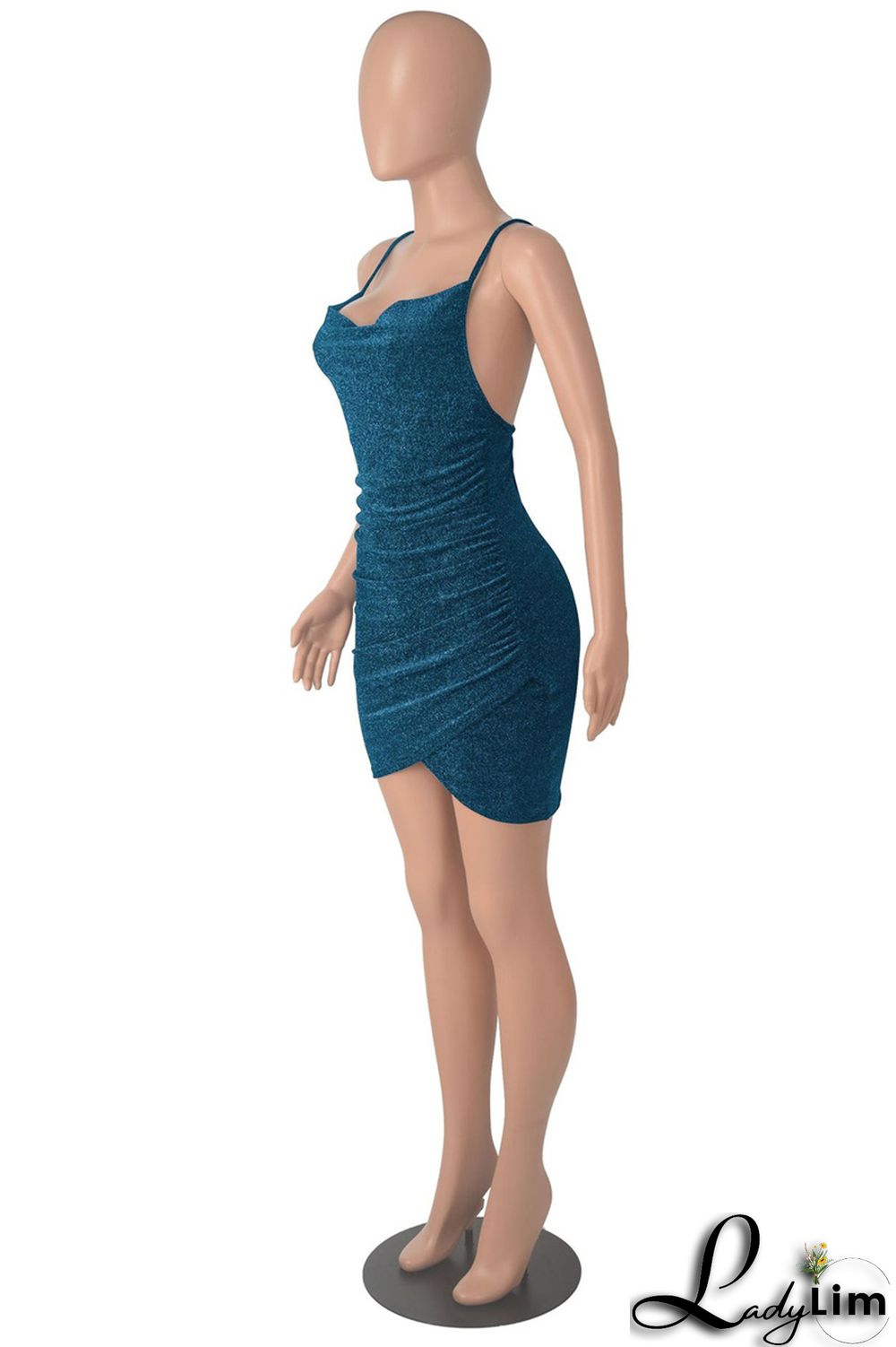 Purple Fashion Sexy Solid Bandage Backless Spaghetti Strap Sleeveless Dress