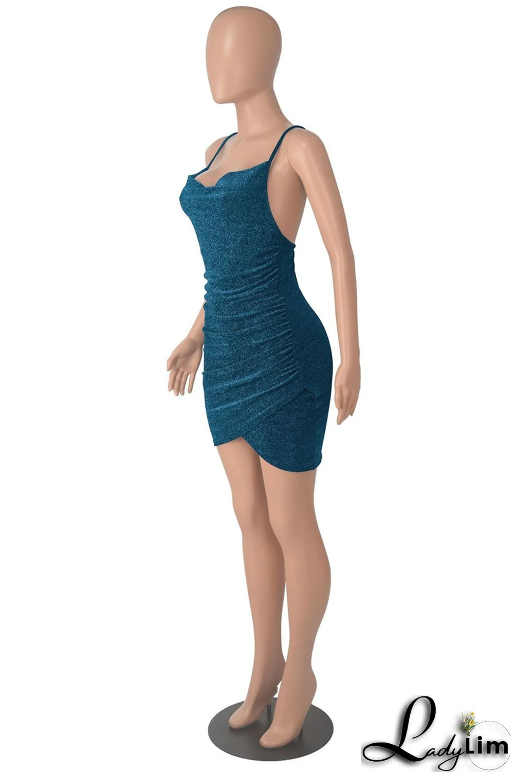 Purple Fashion Sexy Solid Bandage Backless Spaghetti Strap Sleeveless Dress