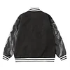 Chrome Hearts Cross Embroidered Leather Sleeve Varsity Jacket - Black Street Style 116