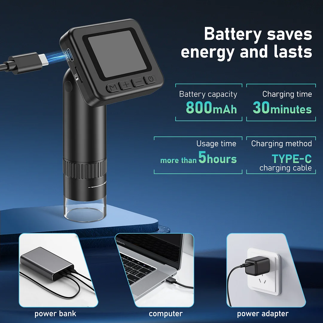 1000X Portable Screen Microscope for Kids and Adults, 32G Memory Card, 1080p Screen, Supports Video Recording, Photography and Playback, Connected to Windows 7 Systems and Later