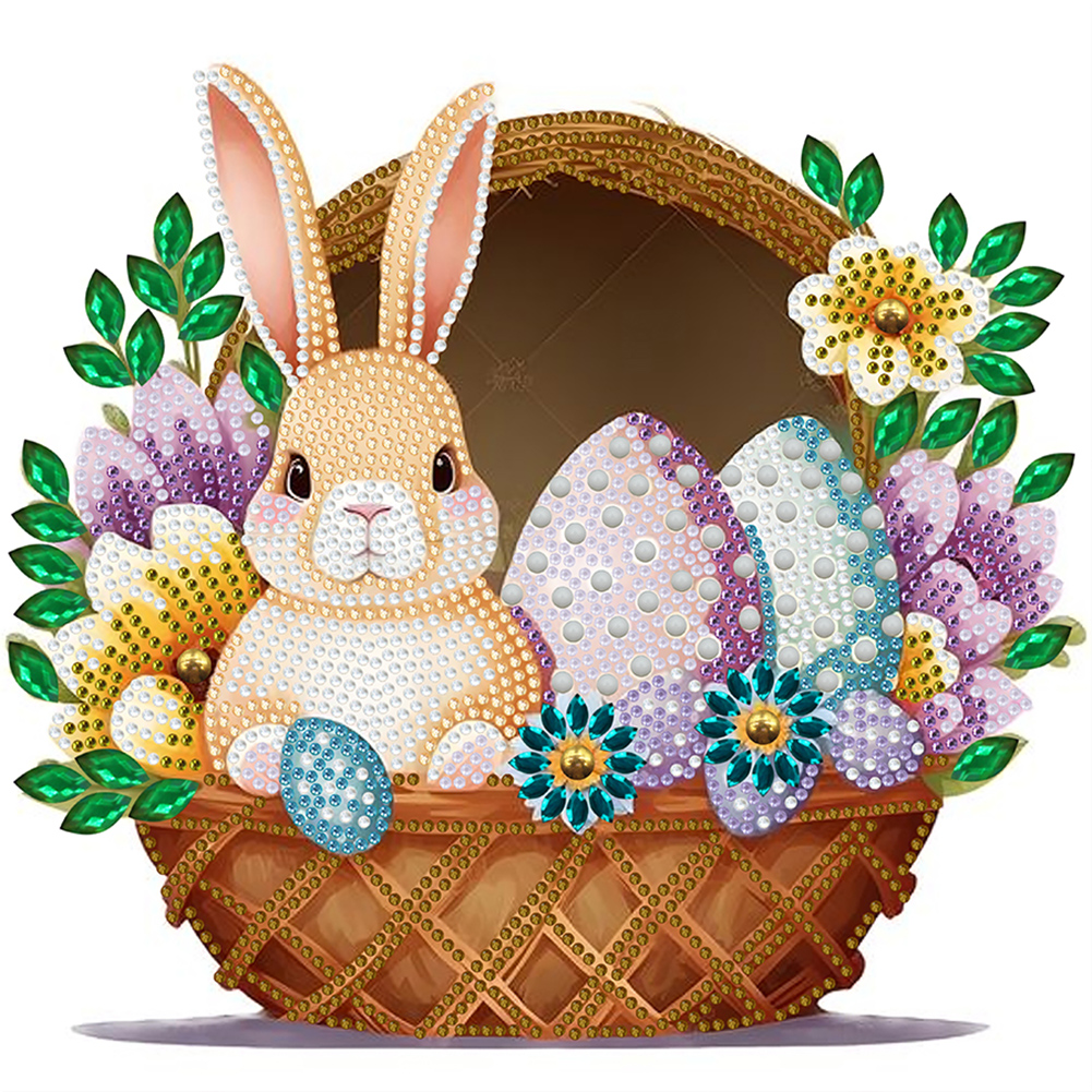 Basket Bouquet With Easter Eggs 30*30cm(canvas) special shaped drill diamond painting