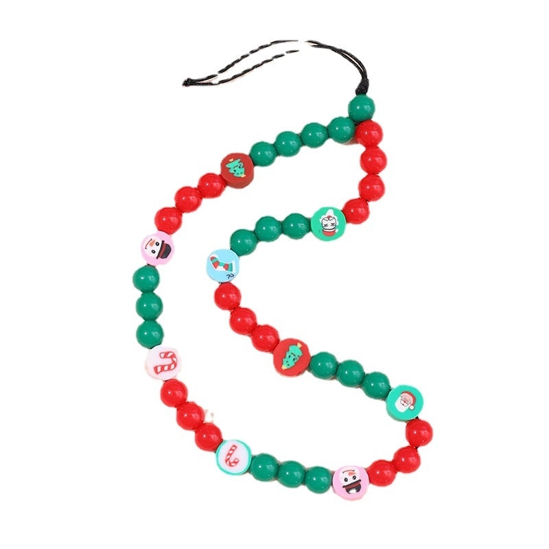 Cute Christmas Tree Santa Claus Plastic Polyester Christmas Mobile Phone Chain