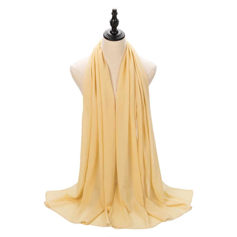 Hot Pearl Chiffon Yarn Muslim Women Hijab Silk Scarf Hui Turban Plain Long Scarf