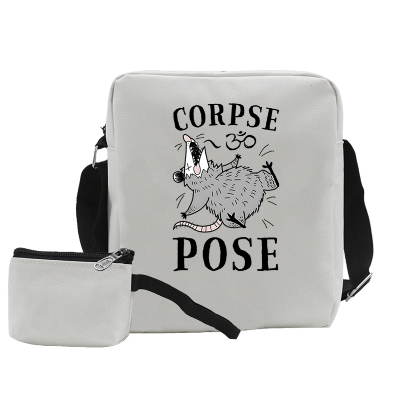 Wingreater Women Men Small Crossbody Square Bags Harajuku Fashion Opossum Mini Mobile Phone Bags Unisex Cartoon Style Opossum Shoulder Bag Women's shoulder bags