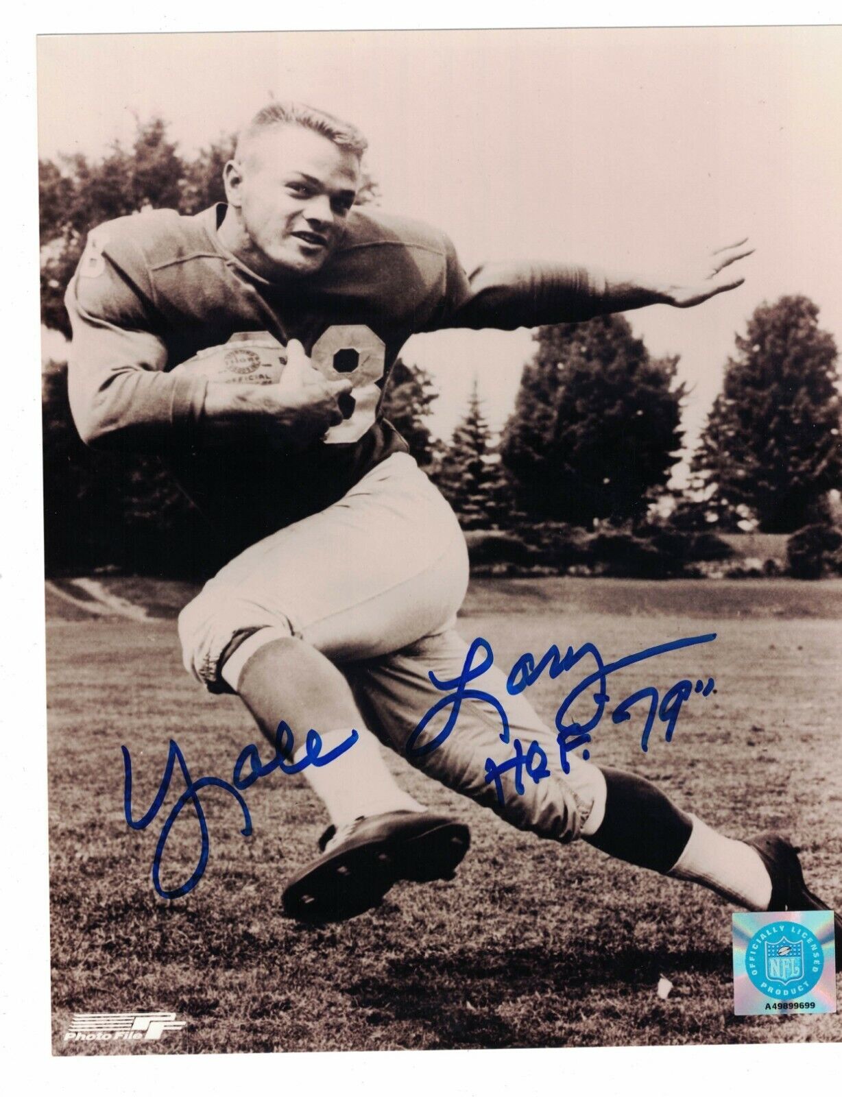 Yale Lary Detroit Lions Signed 8 x 10