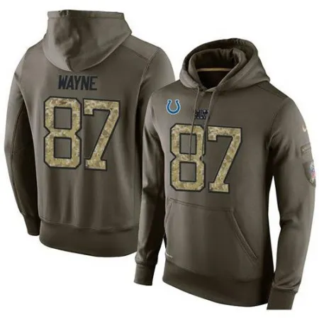 NFL Men's  Indianapolis Colts #87 Reggie Wayne Stitched Green Olive Salute To Service KO Performance Hoodie