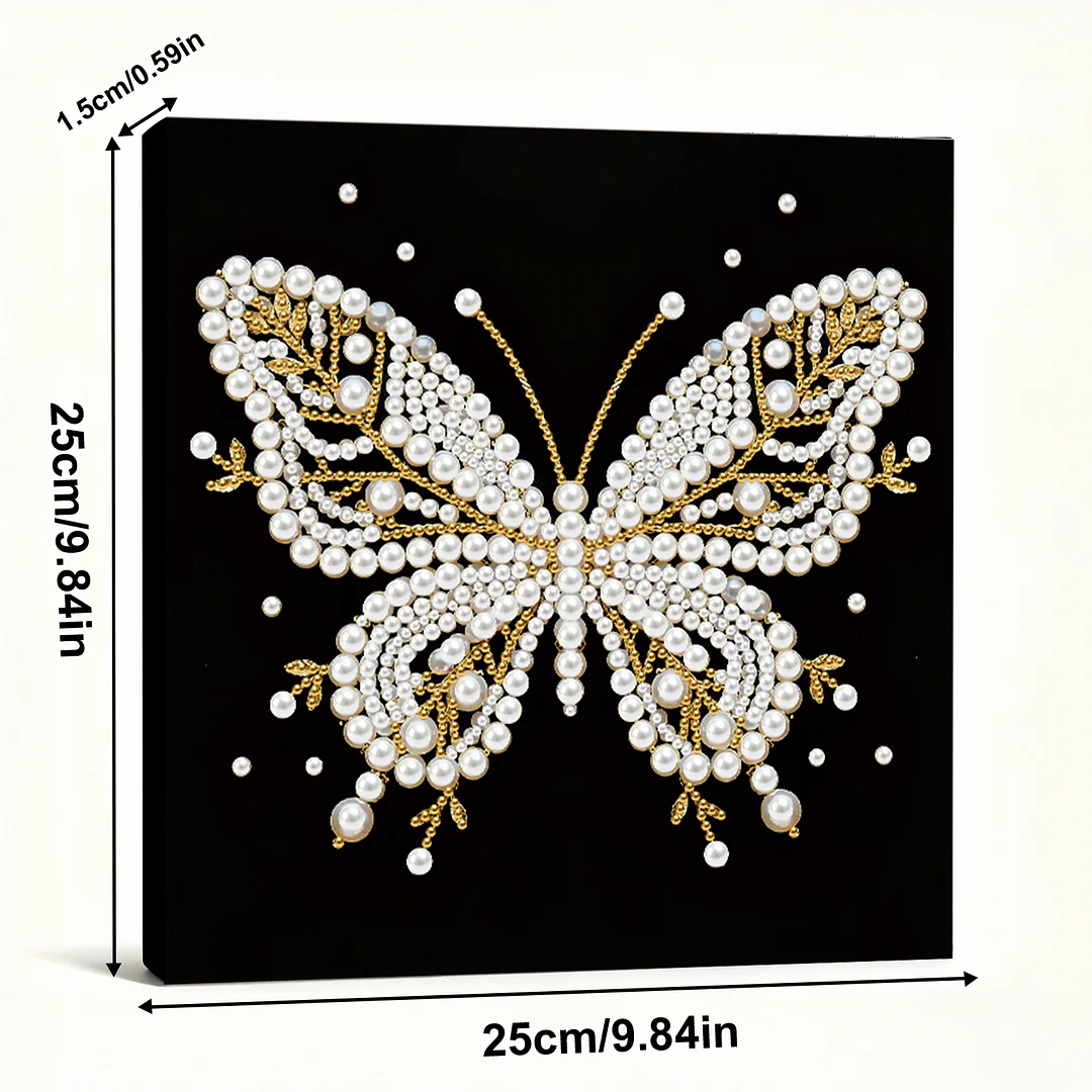 Butterfly DIY Pearl Diamond Painting Kit for Adult Home Decor 25x25cm With Frame