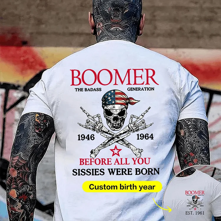 Boomer The Badass Generation National flag headscarf Unisex T-shirt,  Hoodie, Custom Year Of Birth Sweatshirt