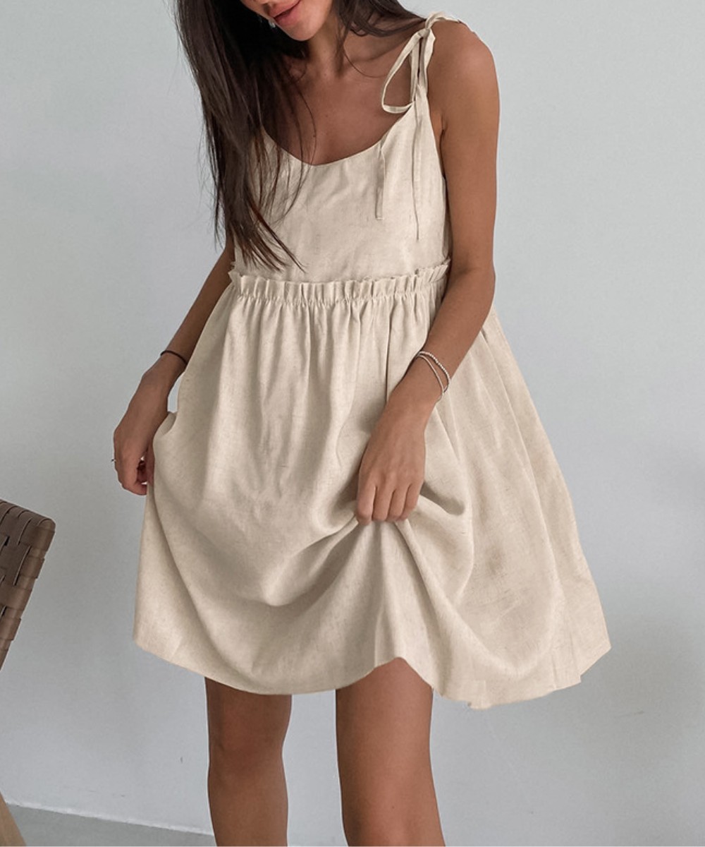 Simple Fold Vest Mini Dress-coollova:luchamp