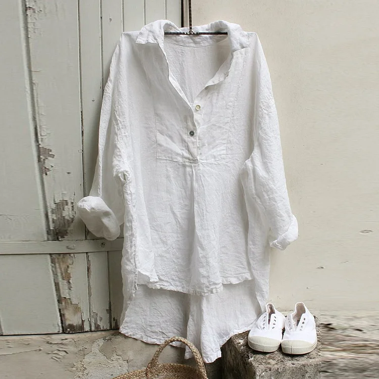 Women's Spring New Loose Cotton Linen Casual Plus Size Shirt