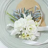 10PCS White Wedding Catering Bridal Groom Guests Corsage Boutonniere Wrist Artificial Flower Bouquets