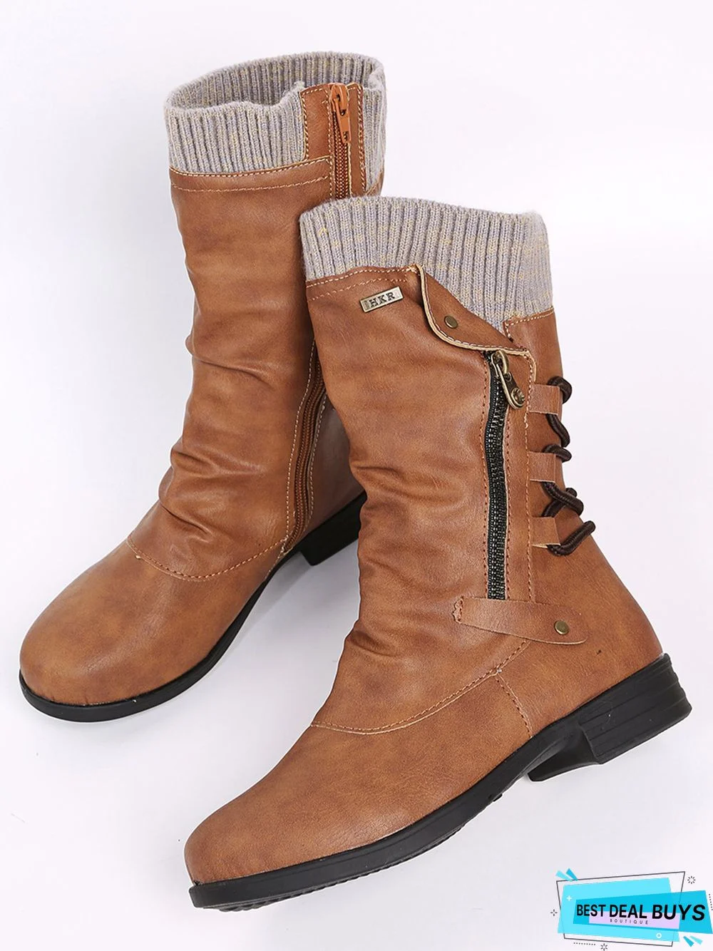 Vintage Yarn Panel Side Zip Flat Boots