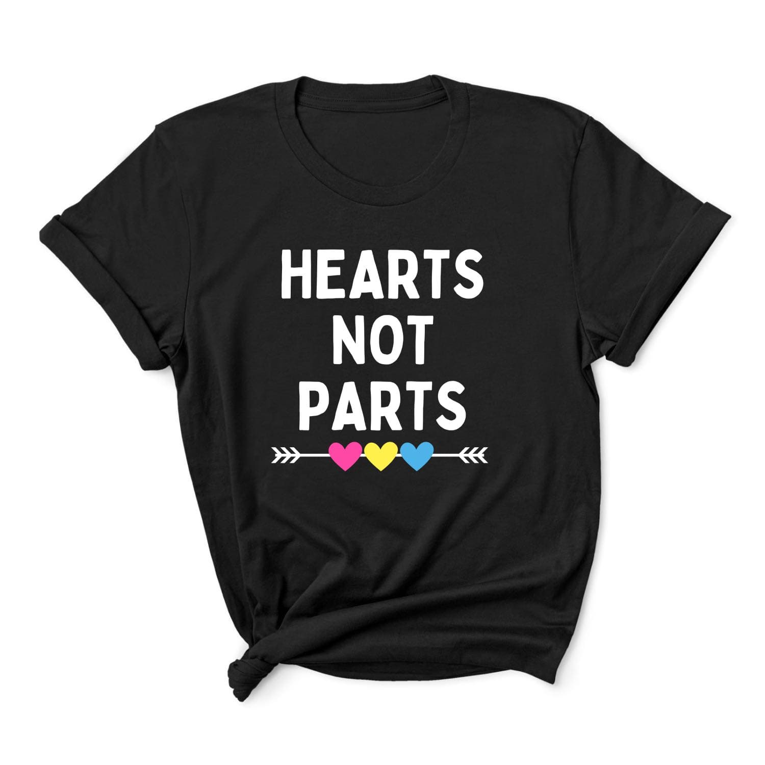 Pansexual t-shirt hearts not parts