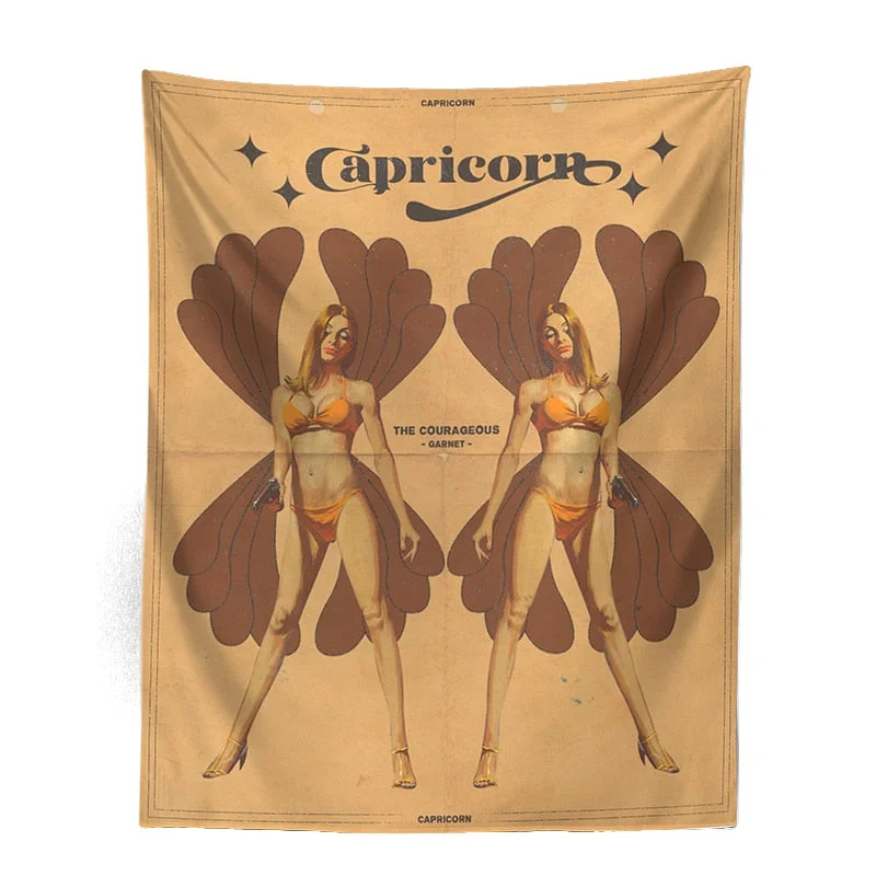 12Constellation Tarot Tapestry retro modern woman Tarot Wall Hanging sexy woman Room Decor Bedspread Cover Sun starry Wall Decor