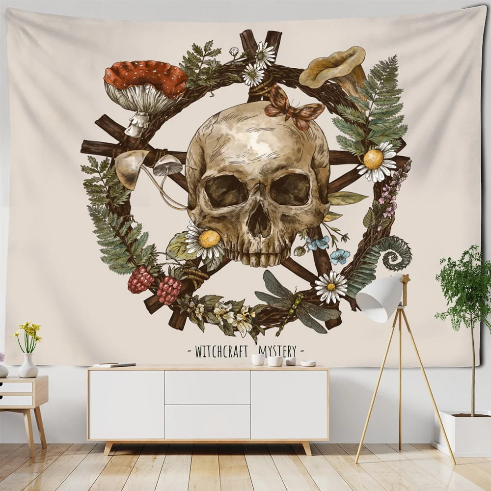 Vintage Sun Tapestry Wall Hanging Botanical Celestial Floral Hippie Flower Wall Starry Dormitory Decor