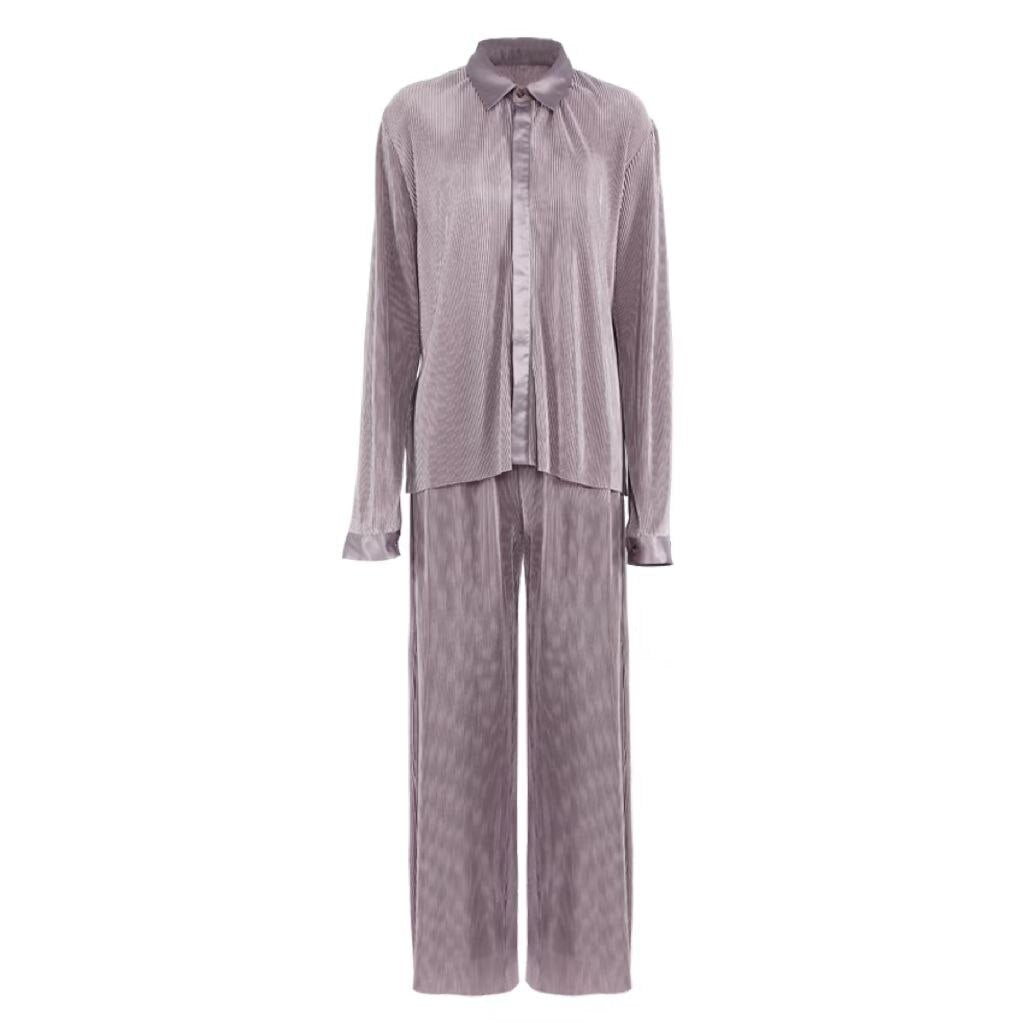 Joskka Womens Fashion Homewear Loose Long Sleeve Blouses And High Waist Wide Leg Pants