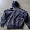 Handmade Distressed Heavyweight Hooded Double-Zip Sweatshirt Jacket