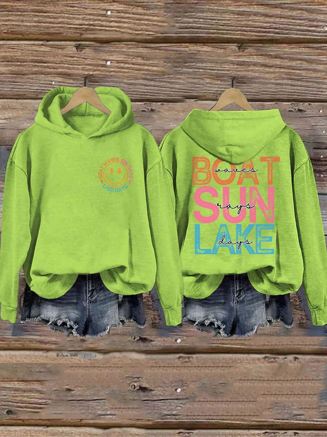 Boat Waves Sun Rays Lake Days Hoodie