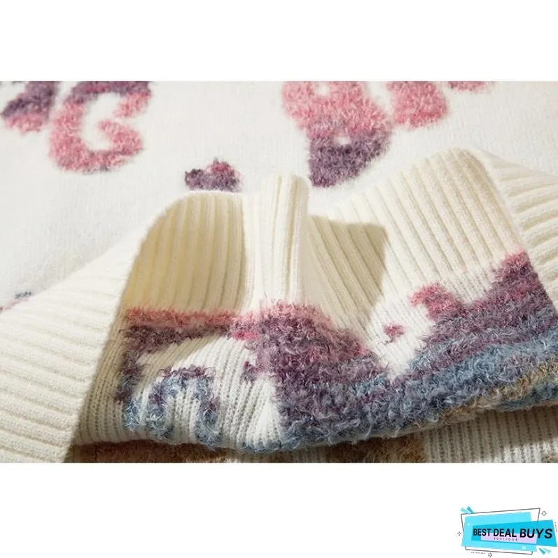 Colorful Dinosaur Jacquard Pullover